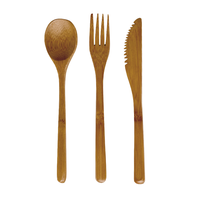 Ensemble de couverts en bambou écologiques, couteau, fourchette, cuillère, durables, pour la restauration rapide à emporter, logo personnalisé accepté