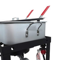 Freidora de Pescado Portátil para Exteriores de 58000 BTU con 2 Cestas Internas y Tapa, Freidora de Propano para Cocinar Pescado y Alitas de Pollo al Aire Libre