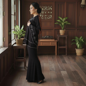 Baju Kurung Borong Usine Moden Kedah Smocks À Volants Floral Sulam Ironless Cey Crêpe Murah Modeste Écologique Maxi Balayage - Product Image 3