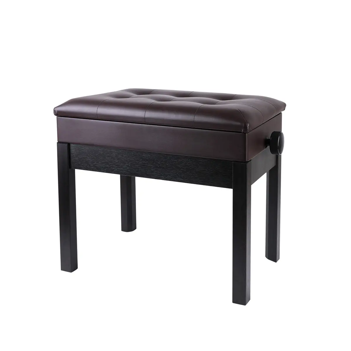 Adjustable PU Leather Waterproof Cushion Brown Inner Solid wood Flip-Top Extra Music Storage Padded Piano Bench