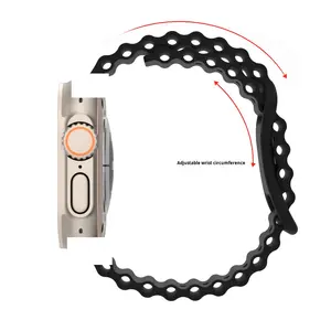 Bracelet de <span class=keywords><strong>montre</strong></span> en silicone Fashion Ocean Butterfly Clasp pour Apple Watch 38/40/41 mm <span class=keywords><strong>et</strong></span> 42/44/45/46/49 mm (Séries 1-10, SE, Ultra) - Product Image 3