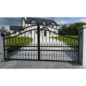 Green plant manor villa area smart driveway gates main entrance wrought iron gates for home