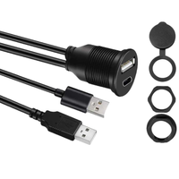 Câble USB 2.0 à double port vers Type C 3.1, coaxial, paire torsadée, gaine PVC, étanche, pour montage encastré sur tableau de bord de voiture