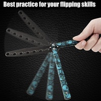 Couteau papillon formateur entraînement pratique acier Balisong lame non affûtée sécurité Balisong extérieur tactique sport Cool crâne