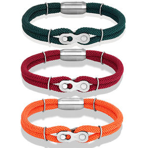 Bracciale a Fascia in Corda di Nylon Milanese Multicolore Gioiello alla Moda Idea Regalo Bracciale a Catena da Bicicletta in Acciaio Inossidabile con Fibbia Magnetica - Product Image 1