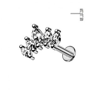 Pendientes <span class=keywords><strong>de</strong></span> <span class=keywords><strong>titanio</strong></span> tipo labret para cartílago, unisex, con rosca interna, circonita, flor, para nariz, tragus, hélix, labio, <span class=keywords><strong>piercing</strong></span> <span class=keywords><strong>de</strong></span> <span class=keywords><strong>titanio</strong></span> - Product Image 2