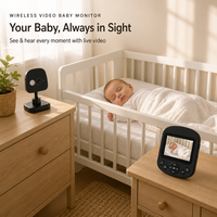 Caméra de surveillance pour bébé 1080p HD 12MP, vision nocturne, communication bidirectionnelle, berceuses apaisantes, écran couleur 2,8 pouces, portable, sans WiFi