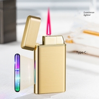 Briquet à jet de flamme rouge mince torche rechargeable coupe-vent pour logo personnalisé