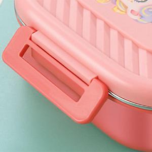 Boîte à lunch Bento 1000 ml, étanche, motif dessin animé, en acier inoxydable 201, 2 compartiments, avec couverts, pour enfants, école, bureau - Product Image 5