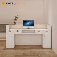 Comptoir de réception en pierre naturelle travertin avec éclairage LED, personnalisé pour bureau, magasin, hall d'accueil, caisse, comptoir d'accueil