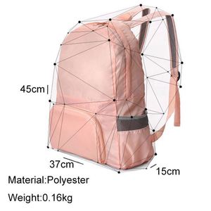 Bolso de Mano Plegable 2 en 1, Informal, para Viajes al Aire Libre, Ultraligero, Impermeable, de Poliéster Rosa, de Doble Uso, Mochila Plegable para Mujer - Product Image 2