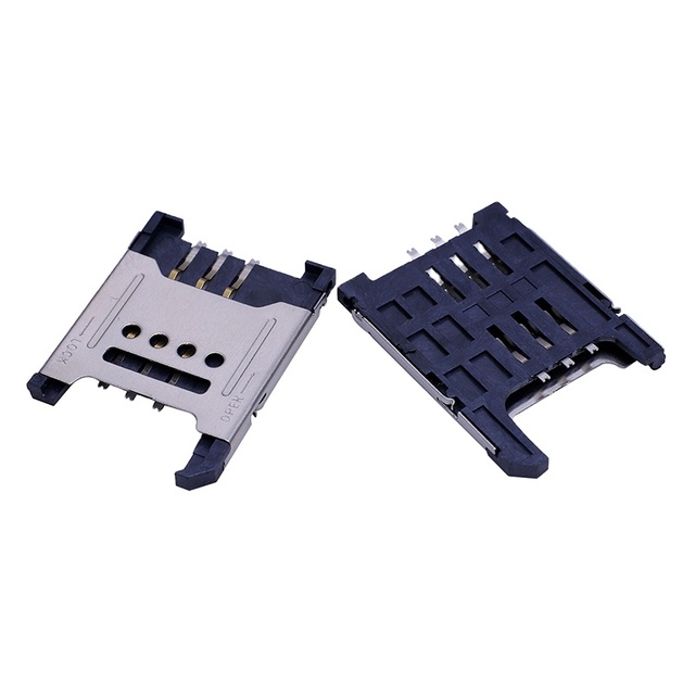 High Quality 6pin SMT Clamshell Type SIM Card Connector SUS Shell Copper Alloy Contacts High Temperature Resistant SIM Card