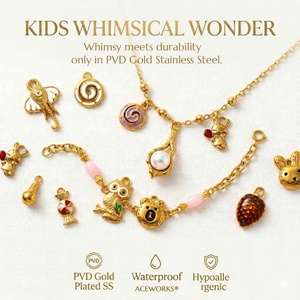 Meraviglia capricciosa per bambini | Ciondoli in smalto in acciaio inossidabile placcato oro PVD per la creazione di gioielli | Ciondoli impermeabili e ipoallergenici - Product Image 1