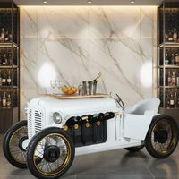 Chariot de bar vintage en métal et bois, style industriel, avec porte-vin et rangement pour verres