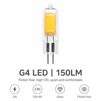 Ampoule LED G4 AC/DC 12V 2W 150LM 2200K-6000K 360-Degrés COB Verre pour Lustre Résidentiel et Paysager, CRI Élevé >80 CE/FCC