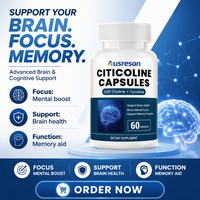 Ausreson OEM Capsules de Citicoline Compléments Alimentaires Soutien Cérébral Mémoire et Concentration Vitamine CDP Citicoline Sodium Capsules