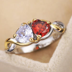 Bague en cristal en forme de cœur F434, argent 925 plaqué or 18 carats, sertissage à griffes, bagues de fiançailles pour femmes - Product Image 1