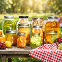 Bocaux en verre transparent avec couvercles métalliques argentés, design à ouverture standard, étanches à la poussière et à l'eau, écologiques, pour cuisine, camping et conservation alimentaire