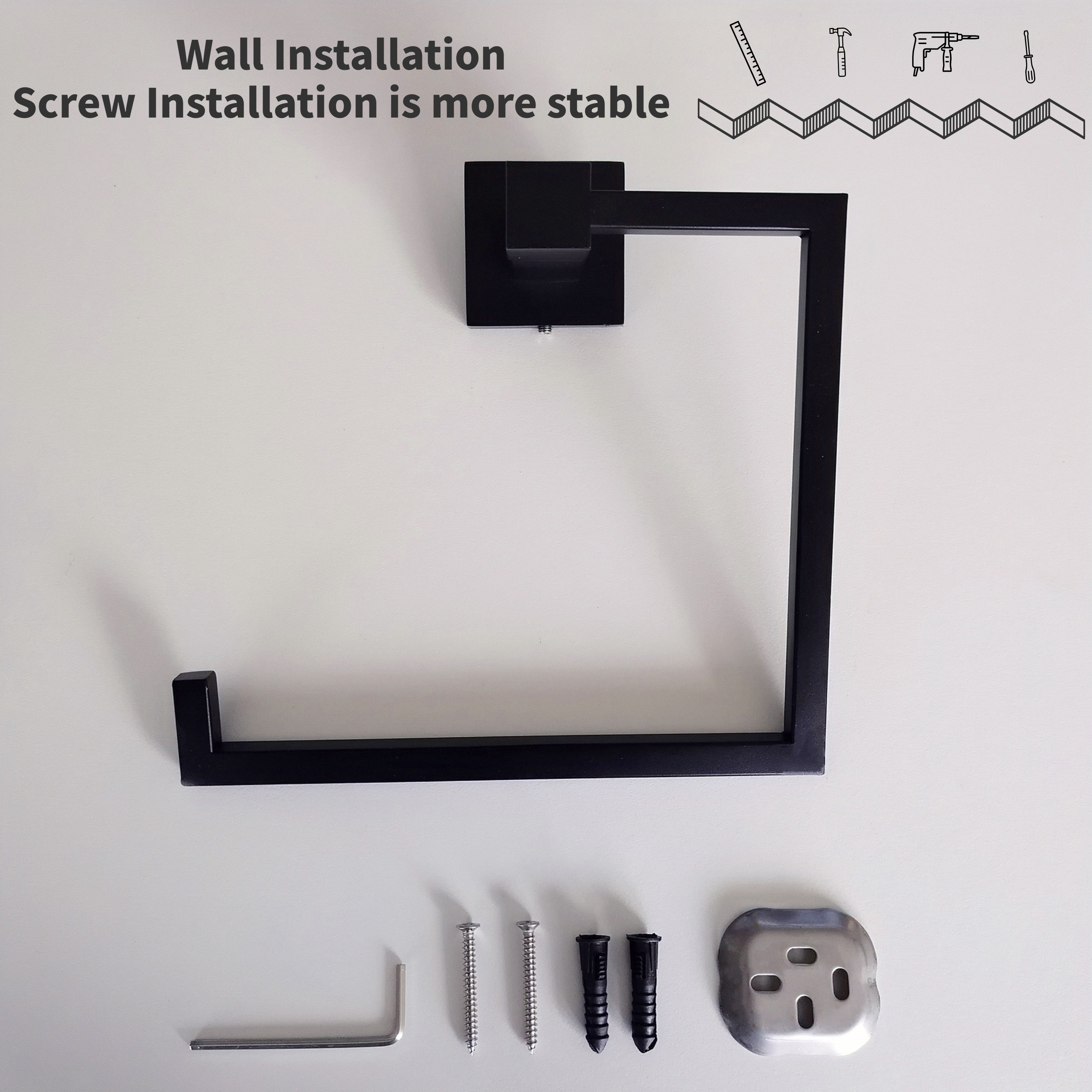 Matte Black Wall Mount Towel Ring Paper Roll Bathroom Tissue Holder