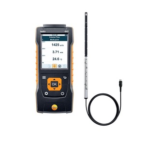 Le kit anémomètre filaire Testo 440 mesure la vitesse du vent, la température et l'humidité. - Product Image 1
