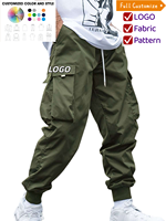 Celana Jogger Kargo Kanvas Hijau Army OEM/ODM untuk Pria, Berat Sedang, Model Hip Hop, Manset Elastis, Slim Fit, Streetwear Kasual, Multi-Saku