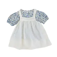 מעצב פעוט בנות שמלת אקארד ילדים בנות פרחוני חולצות קיץ פאף שרוול קטן בנות חולצות