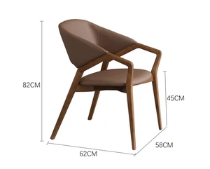 Wholesale Modern Design Restaurant Armchair Linen <strong>Leather</strong> <strong>Mat</strong> Wood Frame Hotel Apartment Commercial Use Single Chair - Product Image 6