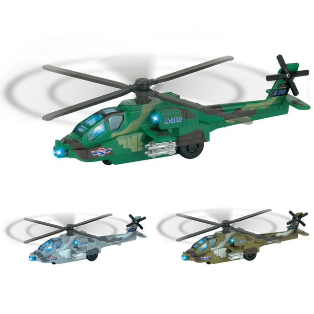Electric A-205 Metal Pull Back Diecast Airplane Plane Military Aircraft Toy Alloy Camouflage Helicopter With Light and Music