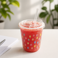 Gobelets en plastique jetables transparents PP à spécifications multiples, pour boissons froides, jus, avec différents couvercles