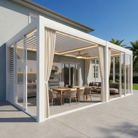 Pergola bioclimatique intelligente à toit rigide en aluminium robuste, personnalisable, avec grandes structures de jardin