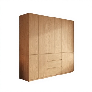 Armario de madera maciza segmentada de color roble personalizable XHA, nuevo modelo superventas para dormitorio y dormitorio principal. - Product Image 6