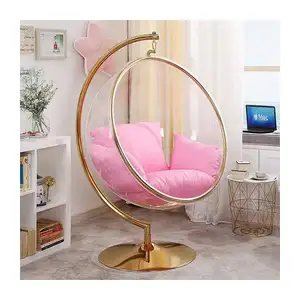 Silla giratoria de acrílico para sala de estar, con soporte, color dorado y transparente