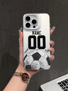 <span class=keywords><strong>Coque</strong></span> de téléphone iPhone <span class=keywords><strong>personnalisable</strong></span> avec nom et numéro, impression de football, <span class=keywords><strong>coque</strong></span> antichoc réfléchissante argentée compatible avec 17/16/15/14/13 Pro Max - Product Image 3