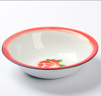 Günstiger Preis Metall Vintage Emaille Gewöhnliche Becken Esstisch Dekorative mehrfarbige Emaille Finishing Storage Bowl Set