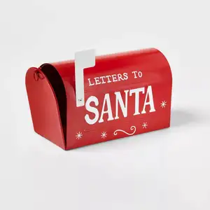 Natale Decorativo Bianco Bandiera Della Letterbox Rosso Santa Metallo Casella di Posta