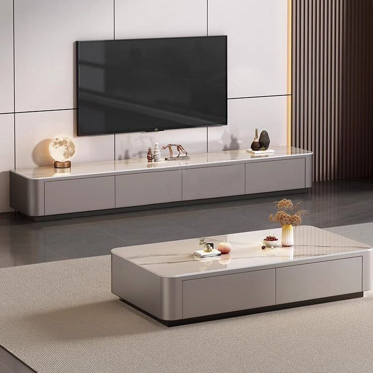 Tv Rack Modurn 2025 Simple Luxury Modern TV Rack Handcrafted Wooden Panel Coffee Table ...
