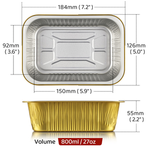 <span class=keywords><strong>Barquette</strong></span> alimentaire rectangulaire jetable en <span class=keywords><strong>aluminium</strong></span> doré, robuste, compatible <span class=keywords><strong>micro</strong></span>-<span class=keywords><strong>ondes</strong></span>, en PET de qualité alimentaire, 800 ml, moulée en pâte de cellulose - Product Image 6
