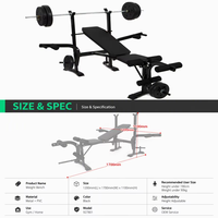 Banc de musculation pliable multifonctionnel réglable avec support pour haltères et barres pour la salle de sport