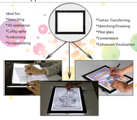 Tablette de dessin LED A4, planche à dessin, bloc de copie, tablette d'écriture, tablette à croquis, boîte lumineuse publicitaire Wacom, tablette à lumière LED pour traçage