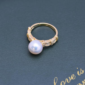 Bague en argent S925 avec perle d'eau douce Wenchi 9-10mm, forte luminosité, blanche, presque parfaite, version chinoise, modèle de mode féminin 24595 - Product Image 5