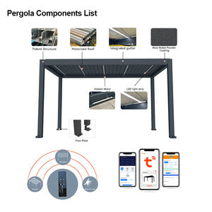 Pérgola de techo de Louvre de aluminio Parasol clásico de lujo para exteriores con gazebos con recubrimiento en polvo Características a prueba de lluvia - Product Image 2