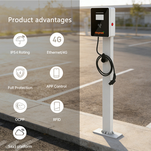 สถานีชาร์จรถยนต์ไฟฟ้าคุณภาพสูง 7KW ใหม่ มาตรฐาน CE IP54 ระบบสมาร์ท OCPP 2.0.1 สำหรับใช้งานเชิงพาณิชย์ แบบติดตั้งบนพื้น/ผนัง - Product Image 3