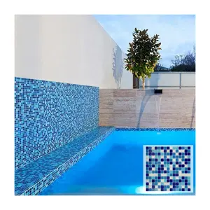 Offre Spéciale carreaux de mosaïque en verre pour piscine, bleu océan, verre thermofusible, mosaïque de salle de bain, carreaux de mur