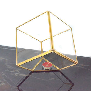 <span class=keywords><strong>Cage</strong></span> à oiseaux en laiton doré et en verre, terrarium, grand lustre de table, socle pour fleurs, pièces centrales en cristal, pour mariage - Product Image 6