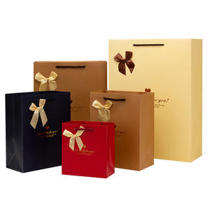 Sac en papier de mariage Festival Spot peut imprimer Logo en gros atmosphère festive sac fourre-tout rouge avec cadeau à la main bonbons - Product Image 1