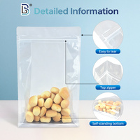 Sacs transparents Lebei pour l'emballage des noix, des biscuits, du café, sacs plats en PET/PE imperméables avec fermeture éclair