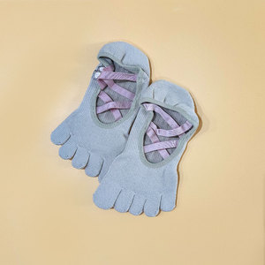 Tất dài sọc mùa thu đông dành cho yoga, tất năm ngón, tất Pilates, tất thể thao chống trơn trượt cho nữ, tất ống giữa - Product Image 6