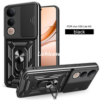 Lichicase deux en un Combo caméra housse coulissante béquille pour étui de téléphone dur pour ViVO V50 LITE couverture arrière