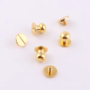 Gold Color 8mm Solid Brass Metal Screw Back Button Stud For Leather Craft