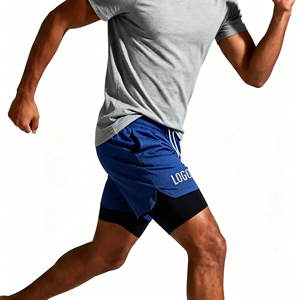 Shorts de sport légers doublés en mesh, séchage rapide, respirants, avec cordon de serrage à la taille pour l'entraînement et le fitness - Product Image 2